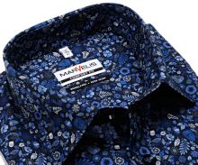 Koszula Marvelis Comfort Fit – designerska granatowa w niebieski kwiatowy wzór
