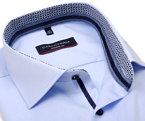 Koszula Casa Moda Modern Fit Twill – jasnoniebieska z niebiesko-białą wewnętrzną stójką