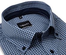 Koszula Venti Modern Fit – z niebieskim wzorem w kółka, wewnętrzną stójką i mankietem