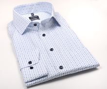 Koszula Olymp Modern Fit – biała z wzorem kółek w niebieskim kolorze