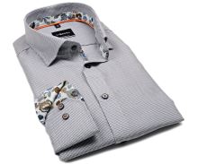 Koszula Venti Modern Fit – w wyszyte antracytowe prążki i kolorową wewnętrzną stójką i mankietami