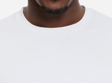 Luksusowy biały bawełniany t-shirt Olymp Interlock Jersey z krótkim rękawem - okrągły dekolt