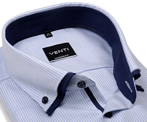 Koszula Venti Modern Fit – luksusowa w jasnoniebieski wzór z podwójnym kołnierzem