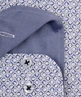 Casa Moda Comfort Fit Premium – luksusowa z niebieskim wzorem, z wewnętrzną stójką i mankietem