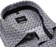 Koszula Venti Modern Fit – w czarno-szare kwadraciki, z wewnętrzną stójką, mankietem i plisą