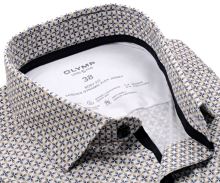 Koszula Olymp Level Five 24/Seven – luksusowa elastyczna w beżowo-niebieskie czteroliście
