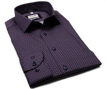 Koszula Olymp Level Five – ciemnoniebieska z fioletowo-białym wzorem - extra długi rękaw