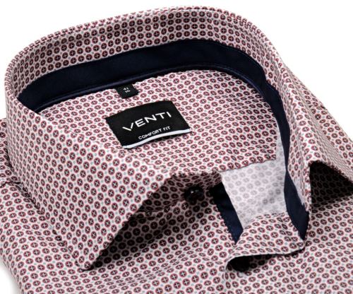 Koszula Venti Comfort Fit – z czerwono-niebieskimi kółkami, granatową wewnętrzną stójką i mankietem