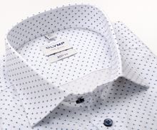 Koszula Olymp Level Five – biała w niebieskie prostokąciki - krótki rękaw