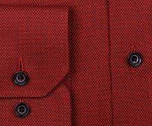 Koszula Eterna Comfort Fit - czerwona z wyszytym niebieskim wzorem diamencików - extra długi rękaw