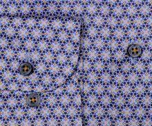 Koszula Eterna 1863 Slim Fit Two Ply - luksusowa w niebiesko-beżowe ornamenty