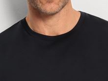 Luksusowy czarny bawełniany t-shirt Olymp Interlock Jersey z krótkim rękawem - okrągły dekolt