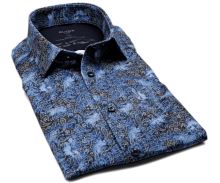 Koszula Olymp Modern Fit 24/Seven – luksusowa elastyczna designerska niebiesko-czarna z wzorem paisley
