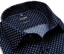 Koszula Olymp Modern Fit – granatowa z niebiesko-białym wzorem pączka - krótki rękaw