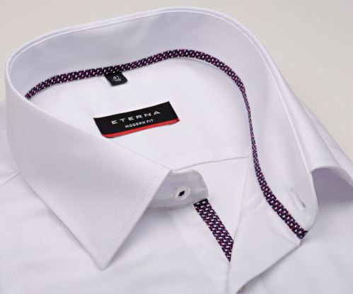 Koszula Eterna Modern Fit Fine Oxford - biała z delikatną strukturą i plisą wewnętrzną