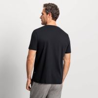 Luksusowy czarny bawełniany t-shirt Olymp Interlock Jersey z krótkim rękawem - okrągły dekolt (4)
