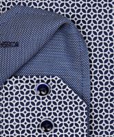 Koszula Venti Body Fit – z ciemnoniebieskim wzorem, wewnętrzną stójką i mankietem