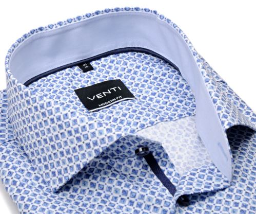 Koszula Venti Modern Fit – w niebieskie kwadraciki, jasnoniebieską wewnętrzną stójką i mankietem Koszula Venti Modern Fit – w niebieskie kwadraciki, jasnoniebieską wewnętrzną stójką i mankietem