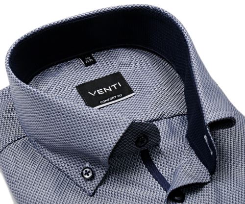 Koszula Venti Comfort Fit – ciemnoniebieska z delikatną strukturą i ciemnoniebieską stójką wewnętrzną