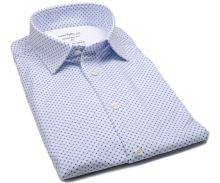 Koszula Marvelis Modern Fit Jersey – elastyczna biała z niebieskim wzorem