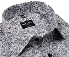 Koszula Marvelis Body Fit - designerska z czarno-szarym wzorem paisley