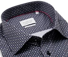Koszula Eterna Comfort Fit - granatowa w niebiesko-białe kółka