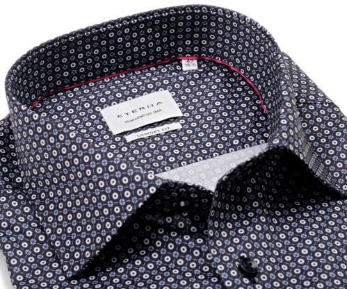 Koszula Eterna Comfort Fit - granatowa w niebiesko-białe kółka Koszula Eterna Comfort Fit - granatowa w niebiesko-białe kółka
