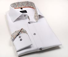 Koszula Venti Modern Fit – biała z delikatną strukturą i kolorową stójką wewnętrzną
