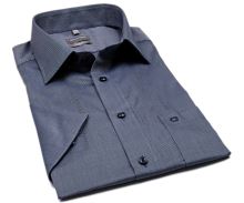 Koszula Olymp Comfort Fit – ciemnoniebieska z delikatnymi białymi liniami - krótki rękaw