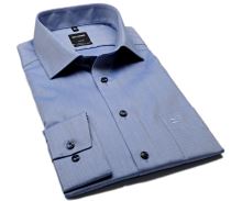 Koszula Olymp Modern Fit Twill – niebieska luksusowa i nieprześwitująca z diagonalną strukturą