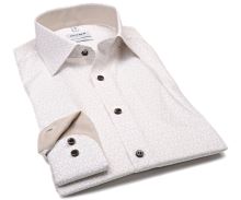 Koszula Olymp Level Five – koszula w beżowe kropelki, z wewnętrzną plisą i mankietem