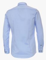 Koszula Venti Body Fit – jasnoniebieska z niebieską wewnętrzną stójką i mankietami