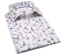 Koszula Eterna Modern Fit - z motywem żaglówek - krótki rękaw (1)