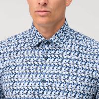 Koszula Olymp Level Five – luksusowa designerska w niebiesko-bialy mozaikowy wzór