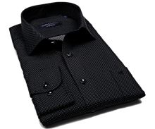 Koszula Casa Moda Comfort Fit – czarna z tkanym wzorem i srebrnymi kropeczkami