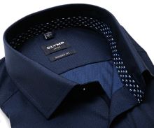 Koszula Olymp Modern Fit – ciemnoniebieska z delikatną strukturą i wewnętrzną stójką - extra długi rękaw