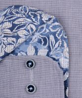 Koszula Casa Moda Comfort Fit Premium – szaro-niebieska z stójką wewnętrzną i mankietami w kwiaty