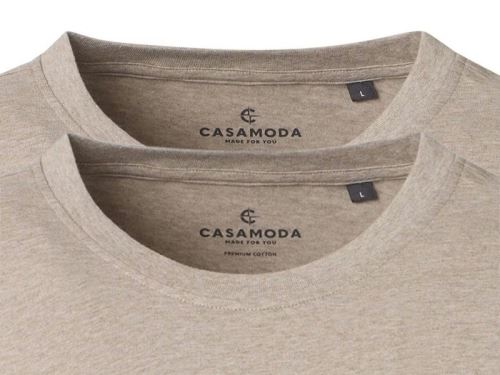 Jasnobeżowy T-shirt Casa Moda – okrągły dekolt - korzystny zestaw 2 szt