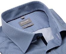 Koszula Olymp Comfort Fit – z niebieskim wzorem sześciokąta i wewnętrzną plisą - extra długi rękaw