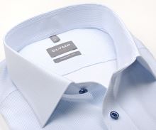 Koszula Olymp Comfort Fit – luksusowa w wyszyte jasnoniebieske prążki - krótki rękaw