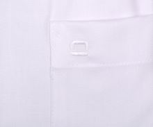 Koszula Olymp Modern Fit Twill – biała z diagonalną strukturą i granatowymi guzikami