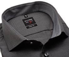Koszula Olymp Level Five – antracytowa z wyszytym wzorem, wewnętrzną stójką i mankietem