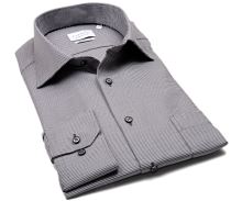 Koszula Eterna Comfort Fit - z szaro-czarnym wyszytym wzorem - extra długi rękaw