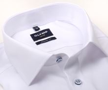 Koszula Olymp Modern Fit – biała z delikatną strukturą i dwukolorowymi guzikami - krótki rękaw
