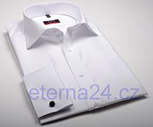 Koszula Eterna Comfort Fit Chambray - biała z podwójnymi mankietami