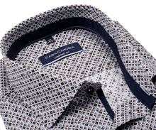 Koszula Casa Moda Comfort Fit – w niebiesko-brązowe kwadraciki, z wewnętrzną stójką, mankietem i plisą