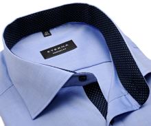 Koszula Eterna Comfort Fit Fine Oxford – jasnoniebieska z granatowym kołnierzykiem wewnętrznym - krótki rękaw