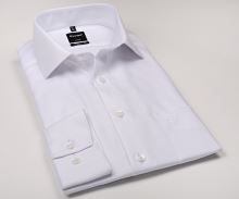 Koszula Olymp Modern Fit Twill – biała, luksusowa i nieprześwitująca z diagonalną strukturą - extra długi rękaw