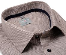 Koszula Marvelis Comfort Fit – w brązową mini kratkę z ciemnoniebieską wewnętrzną stójką