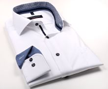 Koszula Casa Moda Modern Fit Twill – biała z nowoczesną niebiesko-białą wewnętrzną stójką